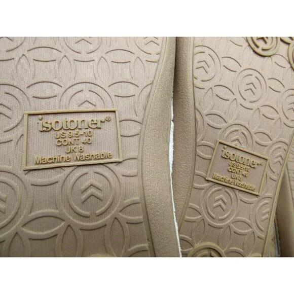 Isotoner Popcorn ECO Microterry Slide Slippers with Memory Foam, Ivory, XL - Picture 9 of 9